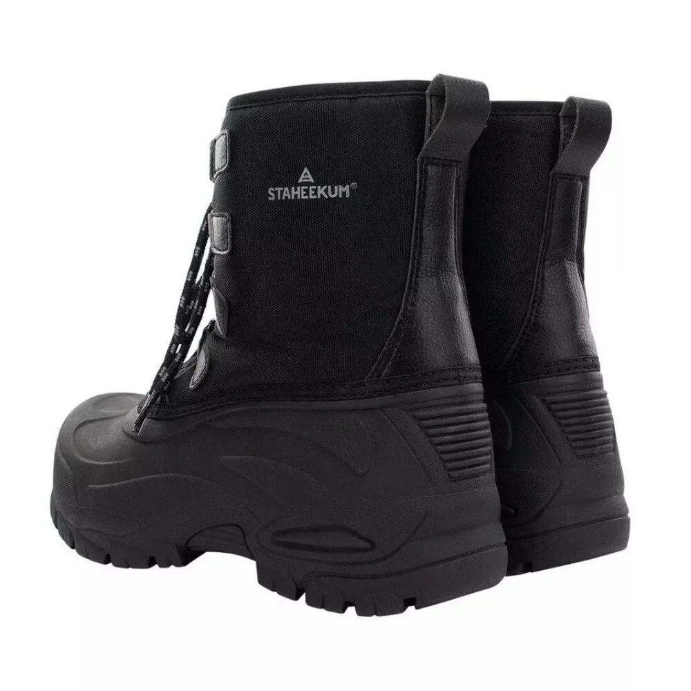 Staheekum Men's 11 Winter Snow Boots Waterproof Insulated Outdoor Faux Fur Black